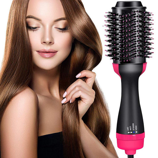 One Step Hot Air Brush 4 In 1 Hair Dryer, Straightener, Curler And Volumizer - Professional Styling Tool For Smooth Shiny Hair At Home