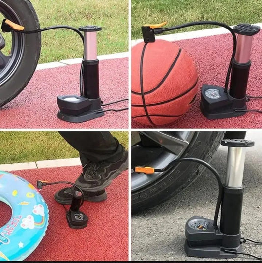 High Pressure Heavy-Duty Foot Air Pump with Pressure Gauge for Bicycle, Ball, Scooter & Inflatable Toys