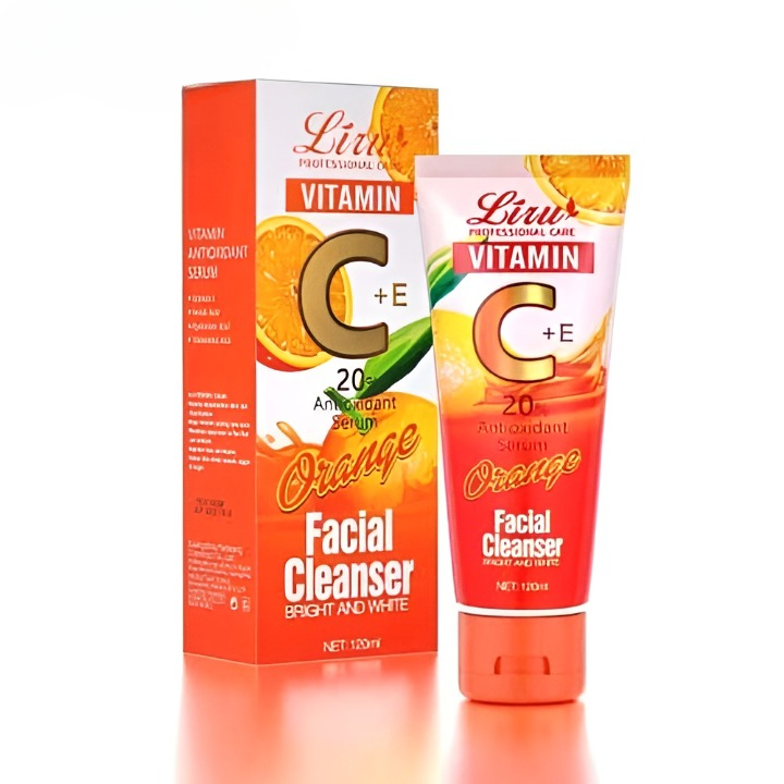 Liru Orange Facial Cleanser 120ml | Professional Care with Vitamin C+E & Orange Extract for Brightening, Deep Cleansing & Daily Skincare