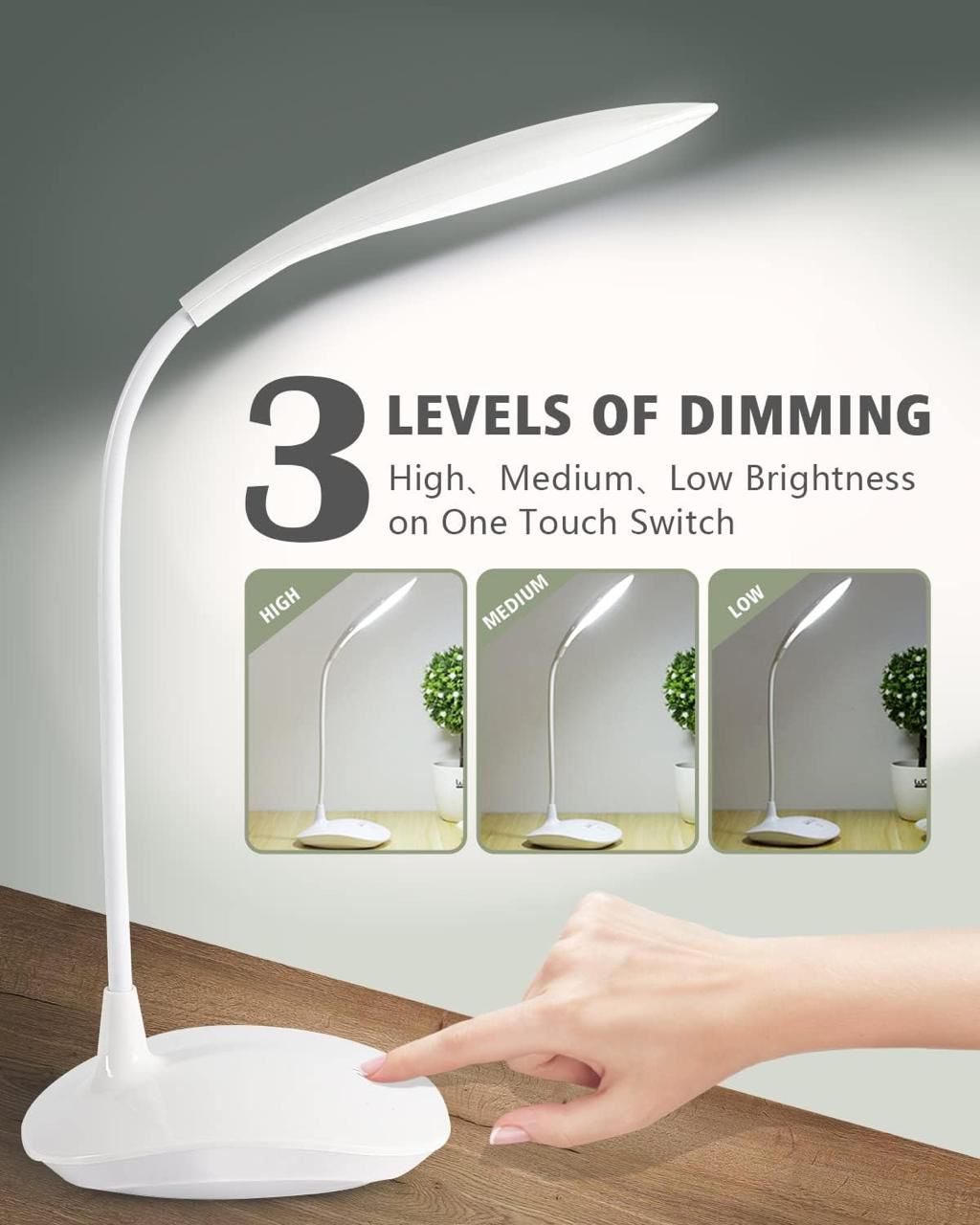 Rechargeable LED Desk Lamp – Touch Control with 3 Brightness Levels  Product Description