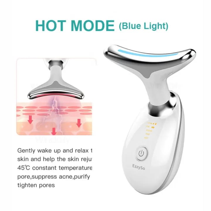 USB Rechargeable Neck & Face Massager – LED Therapy Anti-Aging Beauty Device