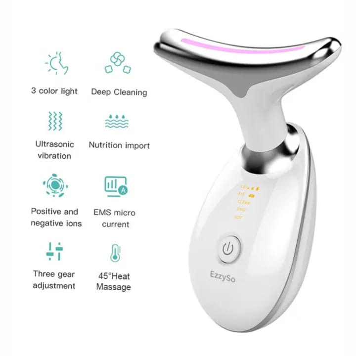 USB Rechargeable Neck & Face Massager – LED Therapy Anti-Aging Beauty Device