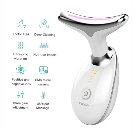 USB Rechargeable Neck & Face Massager – LED Therapy Anti-Aging Beauty Device