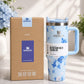 Stanley 40oz Printed Tumbler With Handle And Straw - Premium Stainless Steel Insulated Travel Mug For Hot And Cold Drinks With Leak-Resistant Lid - Blue Floral